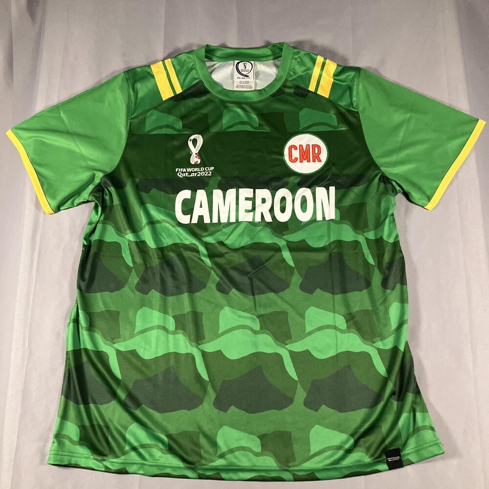 Cameroon Shirt Jersey Mens 2XL Green‎ Soccer FIFA World Cup Qatar 2022 Camo CMR